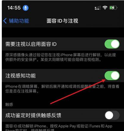澄城苹果14维修网点分享iPhone14注视感知功能有什么用 